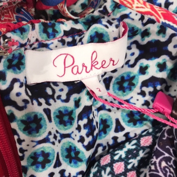 Parker Lorenzo Cold Shoulder Floral Ruffle Silk Dress - Picture 6 of 7